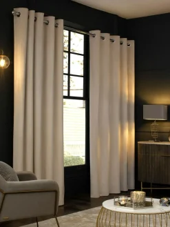 Next Natural Oatmeal Matte Velvet Blackout/Thermal Curtains^ Curtains & Blinds