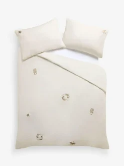 Outlet Next Natural Otters Tufted and Embroidery Cotton Duvet Cover and Pillowcase Set