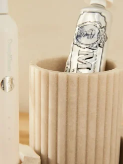 Outlet Next Resin Ribbed Electric Toothbrush Holder and Tidy Natural