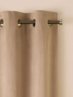 Next Natural Sand Matte Velvet Blackout/Thermal Curtains