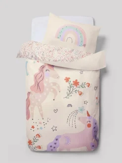 Next Natural Scandi Unicorn Reversible Duvet Cover And Pillowcase Set