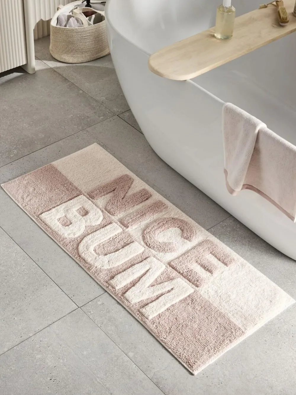 Next Natural Slogan Nice Bum 100% Cotton Runner Bath Mat^ Towels & Bathmats