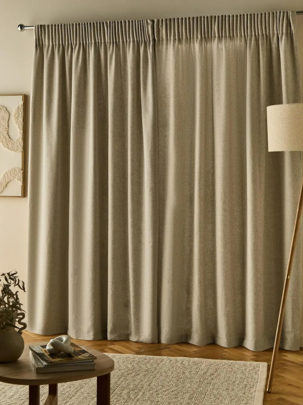 Next Soft Weave Linen Blend Pencil Pleat Lined Curtains^ Curtains & Blinds
