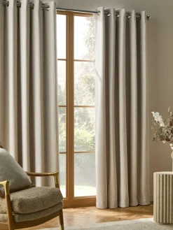 Next Soft Weave Linen Blend Blackout/Thermal Eyelet Curtains^ Curtains & Blinds