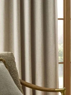 Next Soft Weave Linen Blend Blackout/Thermal Eyelet Curtains^ Curtains & Blinds