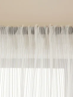 Online Next Natural Stripe Voile Slot Top Unlined Sheer Panel Curtain