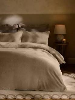 New Next Natural Teddy Fleece Duvet Cover and Pillowcase Set