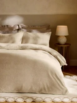 New Next Natural Teddy Fleece Duvet Cover and Pillowcase Set