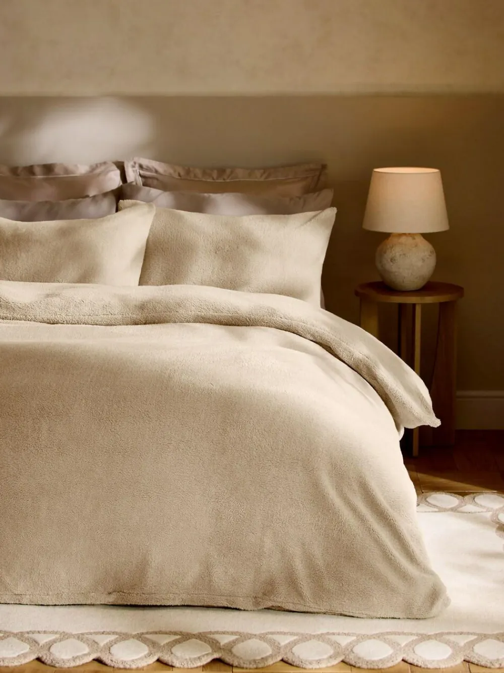 New Next Natural Teddy Fleece Duvet Cover and Pillowcase Set