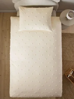 Online Next Natural Tufted Spot 100% Cotton Duvet Cover and Pillowcase Set