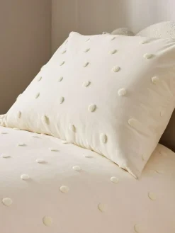 Online Next Natural Tufted Spot 100% Cotton Duvet Cover and Pillowcase Set
