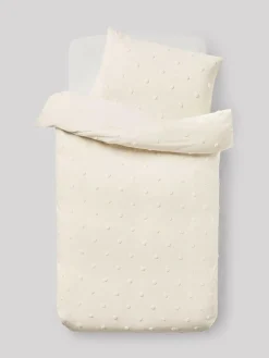 Online Next Natural Tufted Spot 100% Cotton Duvet Cover and Pillowcase Set