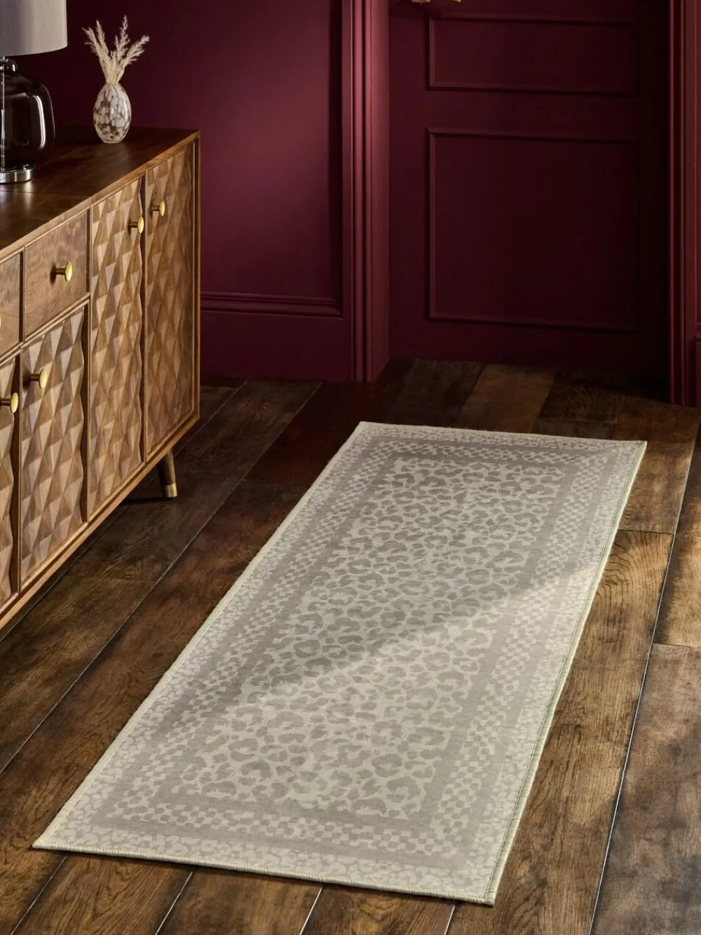 Hot Next Natural Washable Leopard Print Runner