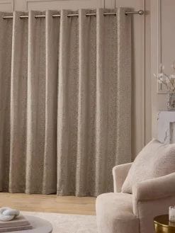 Outlet Next Natural Zebra Chenille Eyelet Lined Curtains