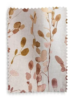 Clearance Next Honesty Leaf Floral Print Blackout/Thermal Eyelet Curtains Natural/Orange