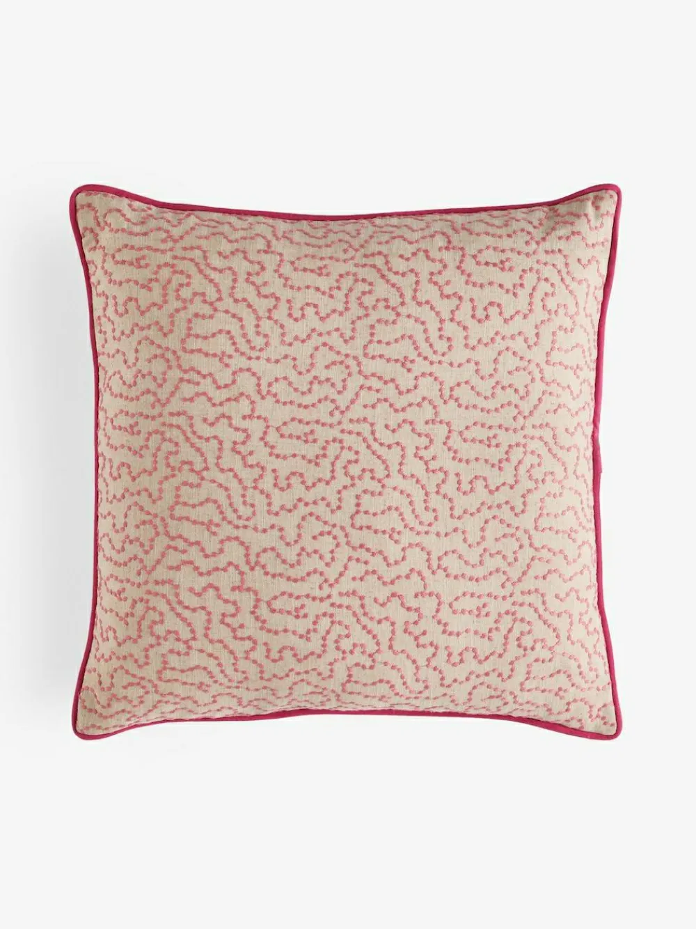 Next Natural/Pink Wiggle Embroidered 50 x 50cm Cushion