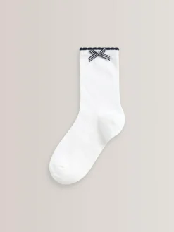 Clearance Next 5 Pack Cotton Rich Gingham Ankle School Socks Navy