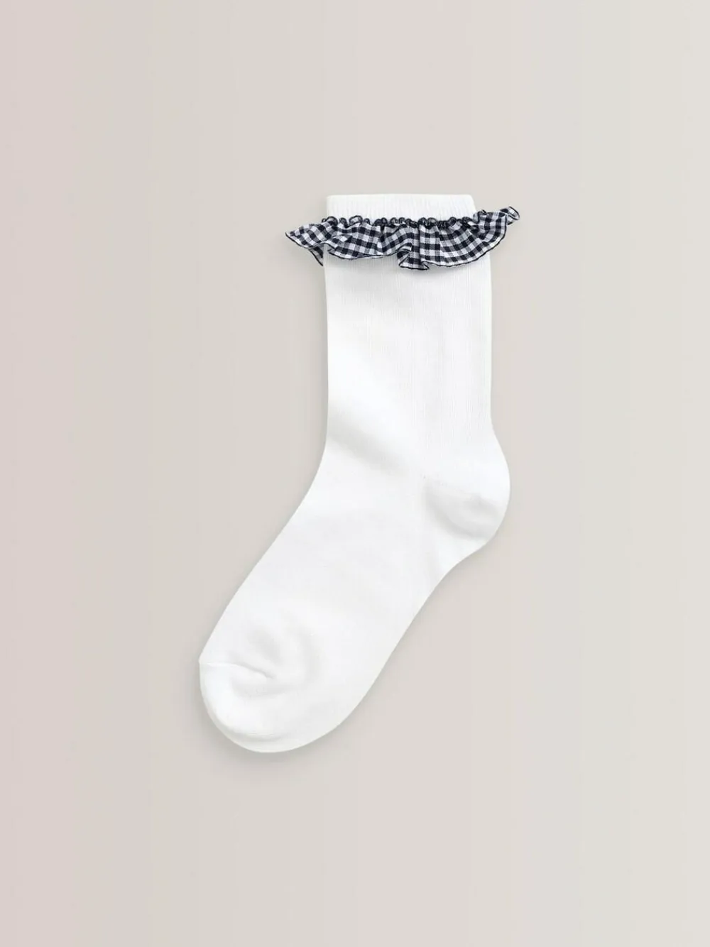 Clearance Next 5 Pack Cotton Rich Gingham Ankle School Socks Navy