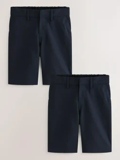 Hot Next 2 Pack Flat Front School Shorts (3-14yrs) Navy