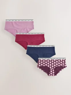 Next Short Cotton Logo Knickers 4 Pack^Women Panties