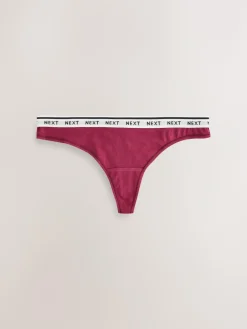 Next Thong Cotton Logo Knickers 4 Pack^Women Panties