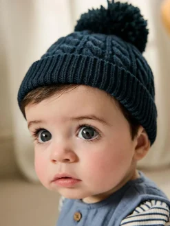 Clearance Next Navy Baby Knitted Hat With Pom (0mths-2yrs)