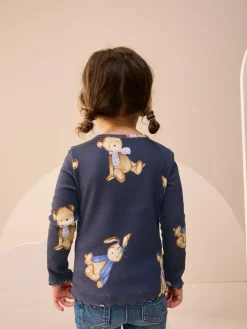 Next Navy Bear Rib Long Sleeve T-Shirt (3mths-7yrs)^ Cosy Club