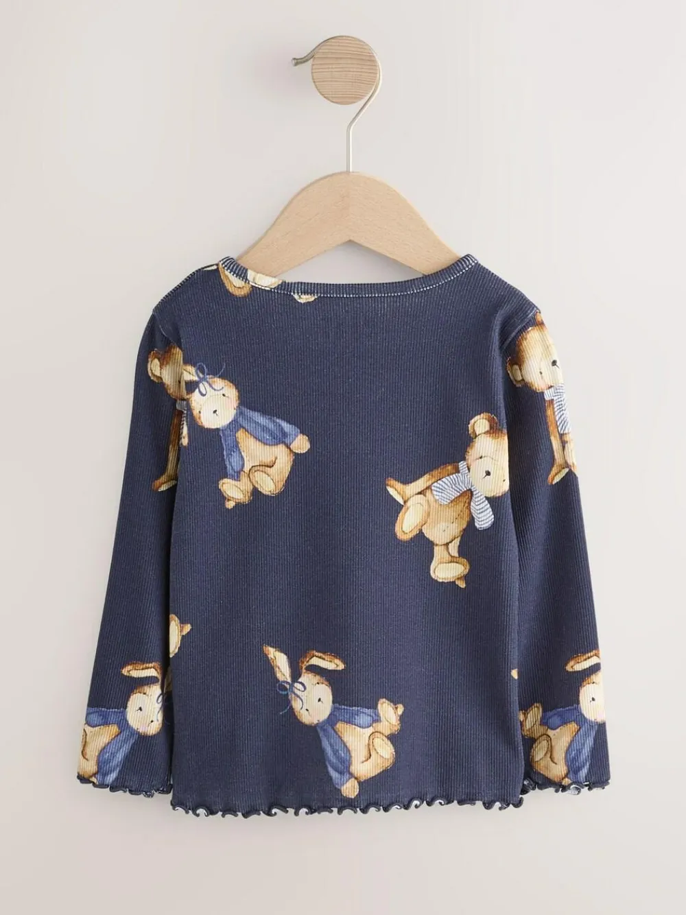 Next Navy Bear Rib Long Sleeve T-Shirt (3mths-7yrs)^ Cosy Club