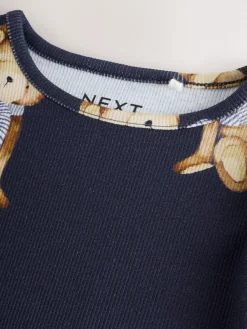 Next Navy Bear Rib Long Sleeve T-Shirt (3mths-7yrs)^ Cosy Club