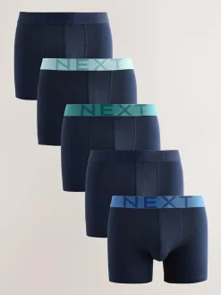 Next 5 Pack Cotton Rich Trunk Boxers Navy Blue