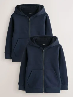 Discount Next 2 Pack Plain Zip Through Hoodie (3-16yrs) Navy Blue