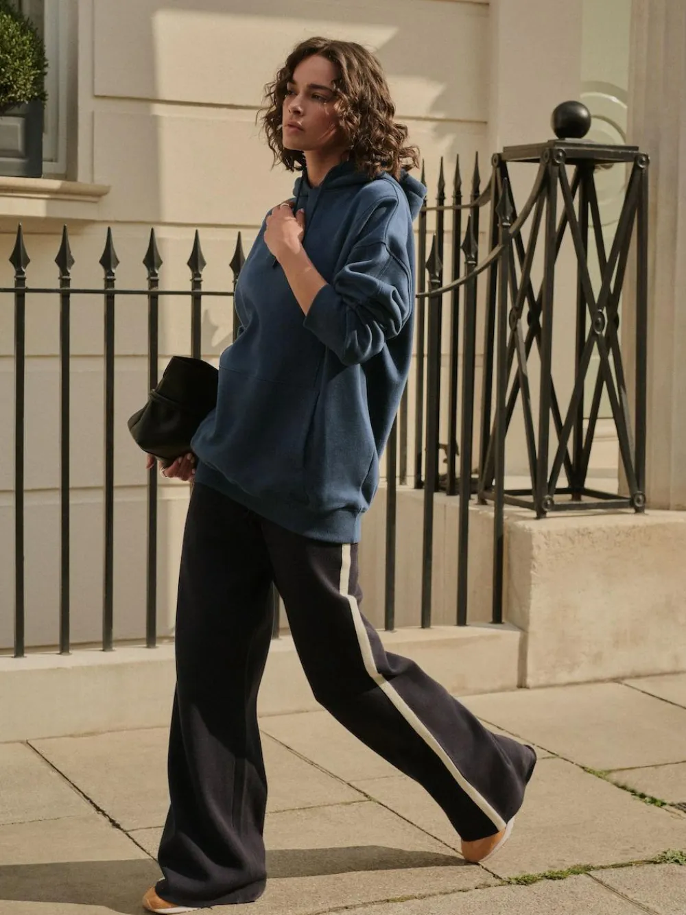 Outlet Next Navy Blue Active Longline Overhead Seam Detail Supersoft Hoodie with Pockets