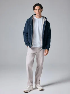 Best Next Borg Fleece Lined Full Zip Hoodie Navy Blue