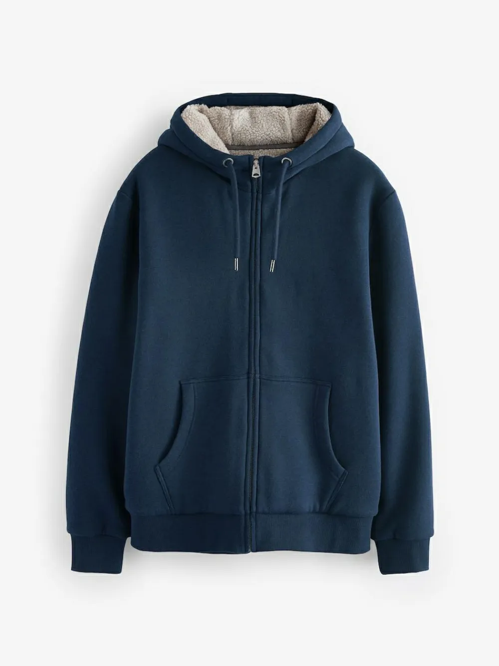 Best Next Borg Fleece Lined Full Zip Hoodie Navy Blue