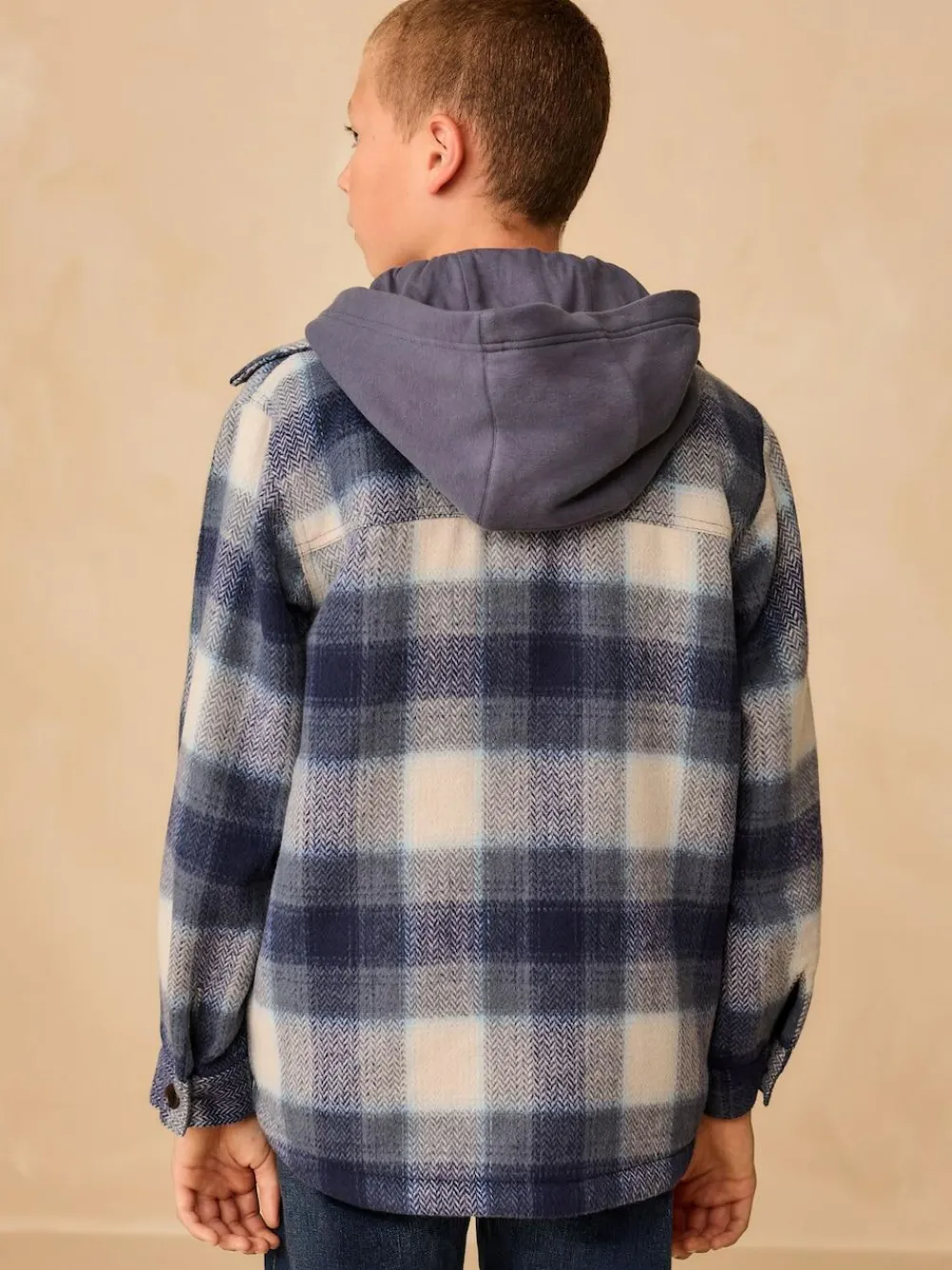 Next Borg Lined Hooded Check Shacket (3-16yrs)^BOY Shirts