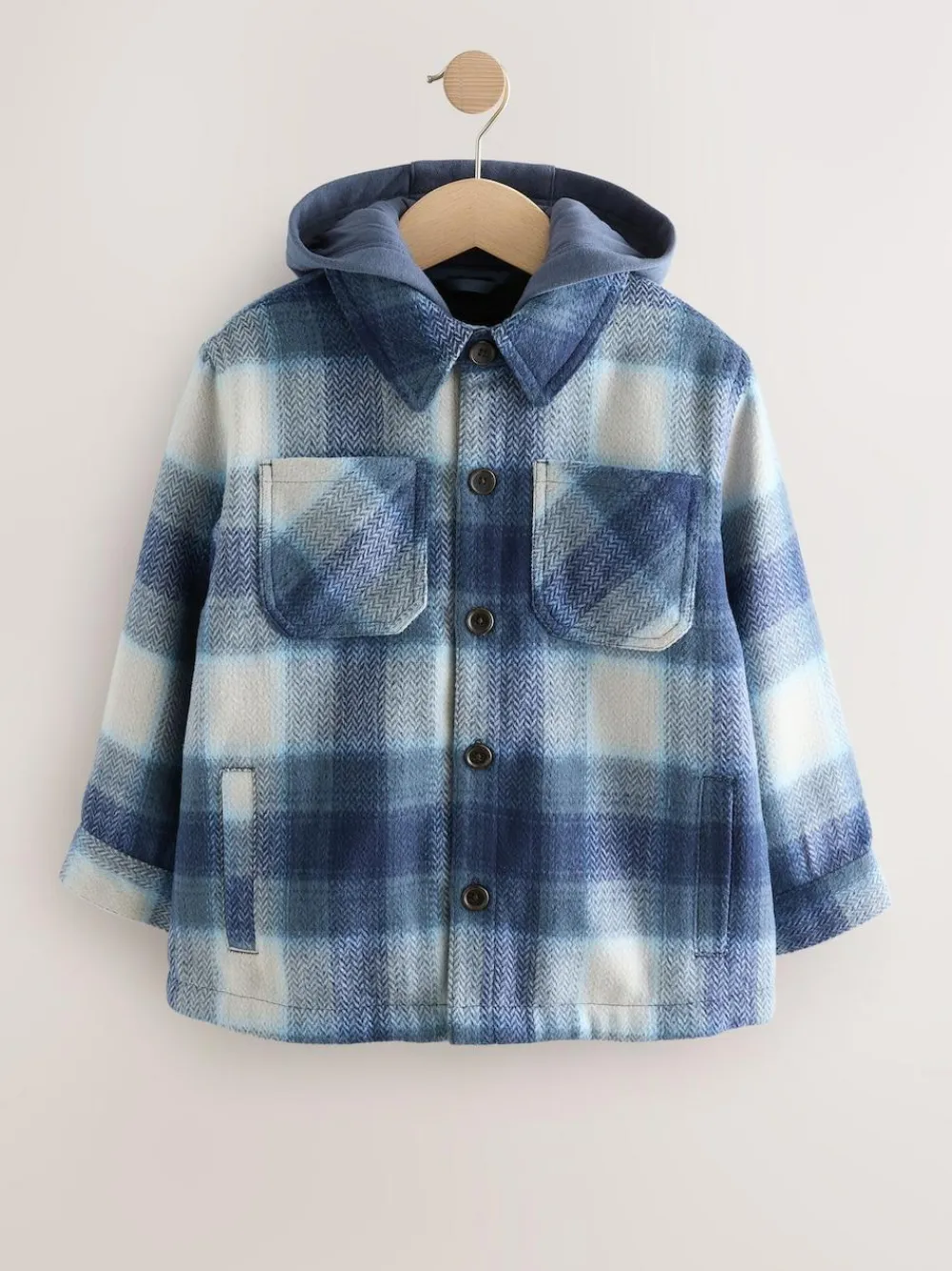 Next Borg Lined Hooded Check Shacket (3-16yrs)^BOY Shirts