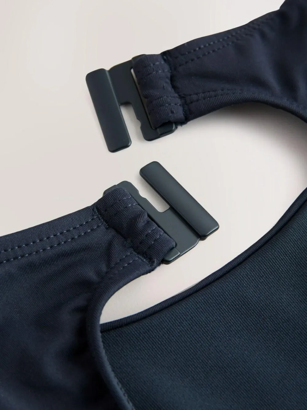 Next Navy Blue Broderie Cutwork High Neck Tummy Control Swimsuit^Women Swimwear