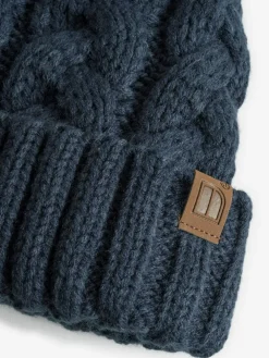 Next Navy Blue Cable Knit Pom Hat (1-16yrs)^BOY Hats & Scratch Mitts|Hats