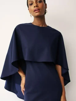 Sale Next Navy Blue Cape Maxi Dress