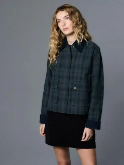 Next Navy Blue Check Hertiage Cord Collar Jacket^Women Coats & Jackets|Coats & Jackets