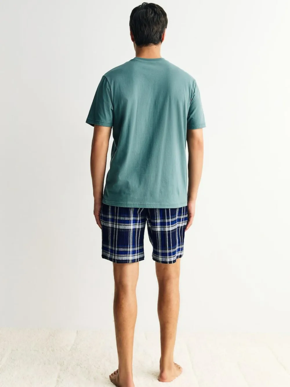 Next Navy Blue Check Short Sleeve Pyjamas Set^ Pyjamas