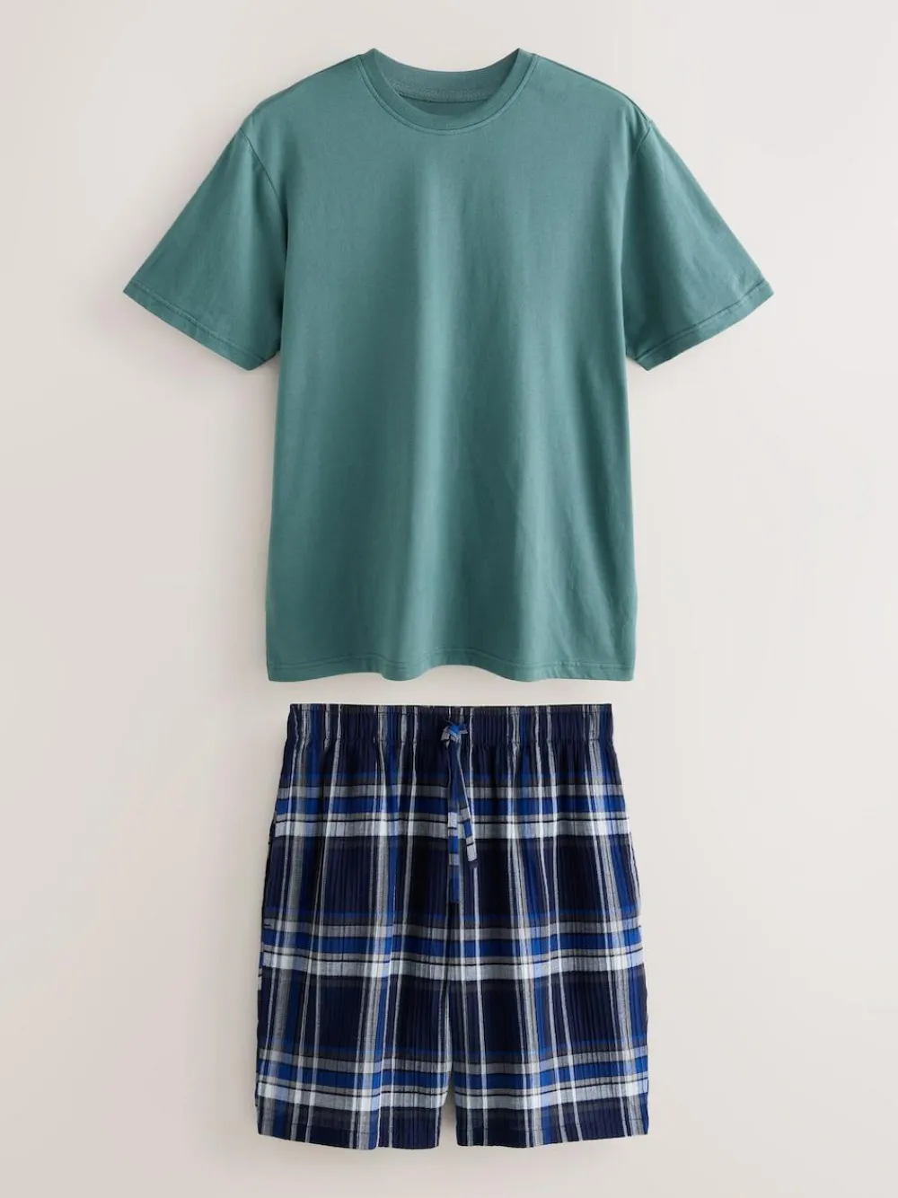 Next Navy Blue Check Short Sleeve Pyjamas Set^ Pyjamas