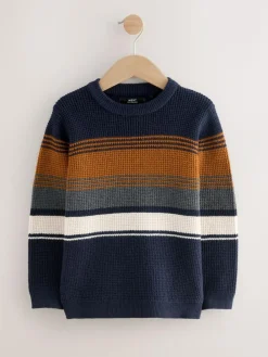Next Colourblock Stripe Crew Neck Knitted Jumper (3-16yrs)^BOY Knitwear & Sweaters|Knitwear