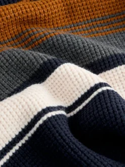 Next Colourblock Stripe Crew Neck Knitted Jumper (3-16yrs)^BOY Knitwear & Sweaters|Knitwear