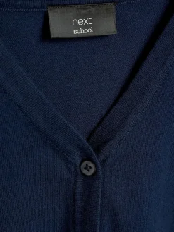 Next Navy Blue Cotton Rich School V-Neck Cardigan (3-16yrs)^ Knitwear & Sweaters|Knitwear