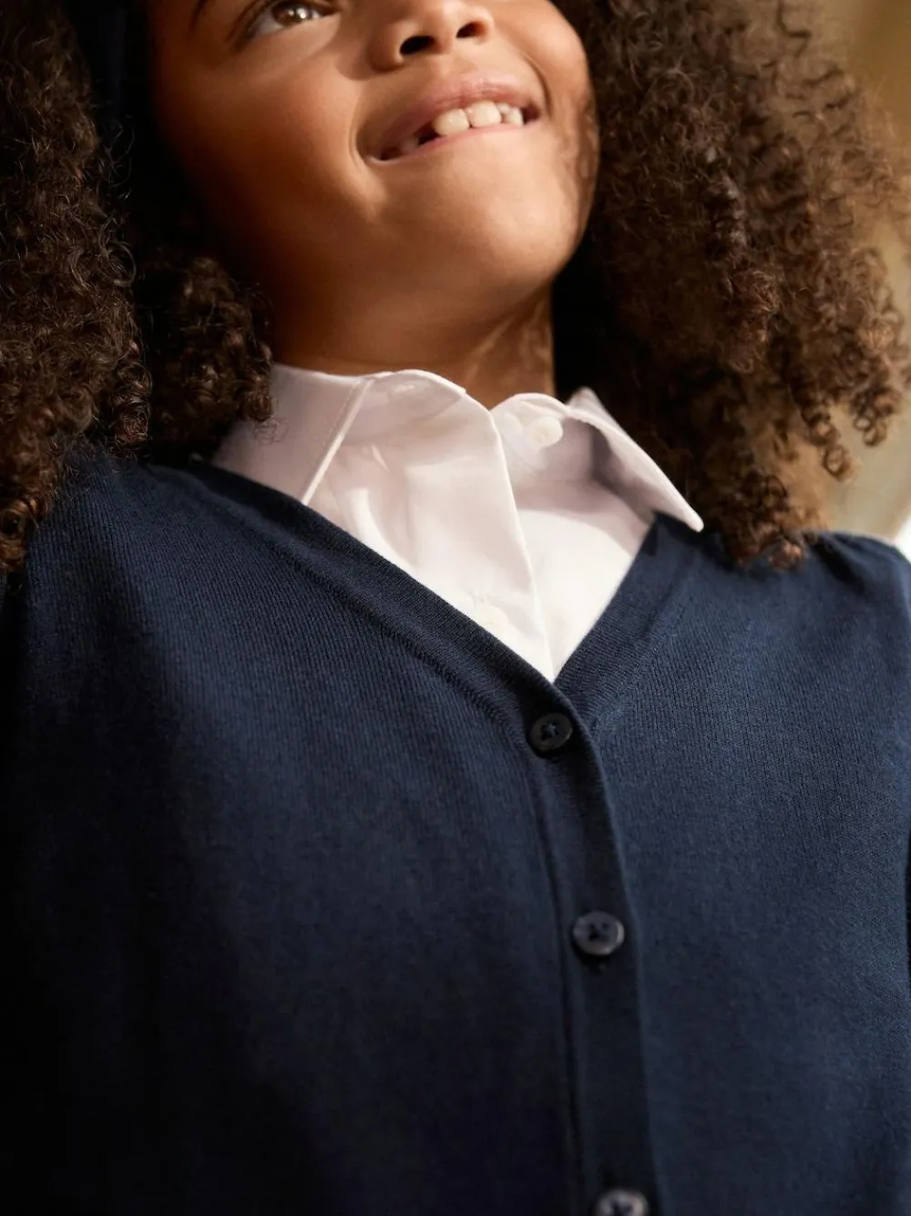 Next Navy Blue Cotton Rich School V-Neck Cardigan (3-16yrs)^ Knitwear & Sweaters|Knitwear