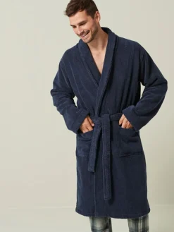 Next Navy Blue Cotton Towelling Dressing Gown^ Bathrobe