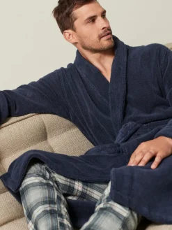 Next Navy Blue Cotton Towelling Dressing Gown^ Bathrobe