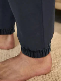 Best Next Cuffed Brushback Heavyweight Open Joggers Navy Blue