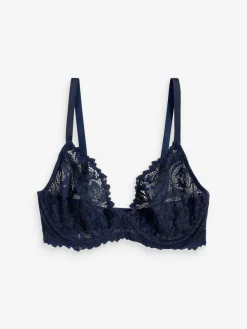 Best Next Navy Blue DD+ Non Pad Plunge Lace Ultimate Comfort Bra